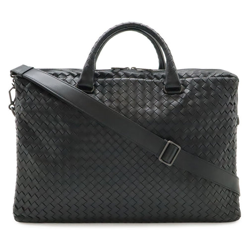 Bottega Veneta Intrecciato Business Document 2-Way Shoulder Bag Leather Black