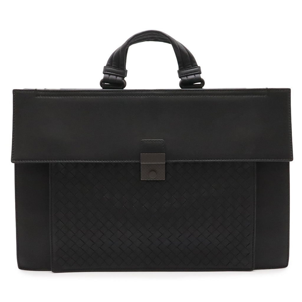 Bottega Veneta Intrecciato Business Briefcase Documents Purse Leather Black