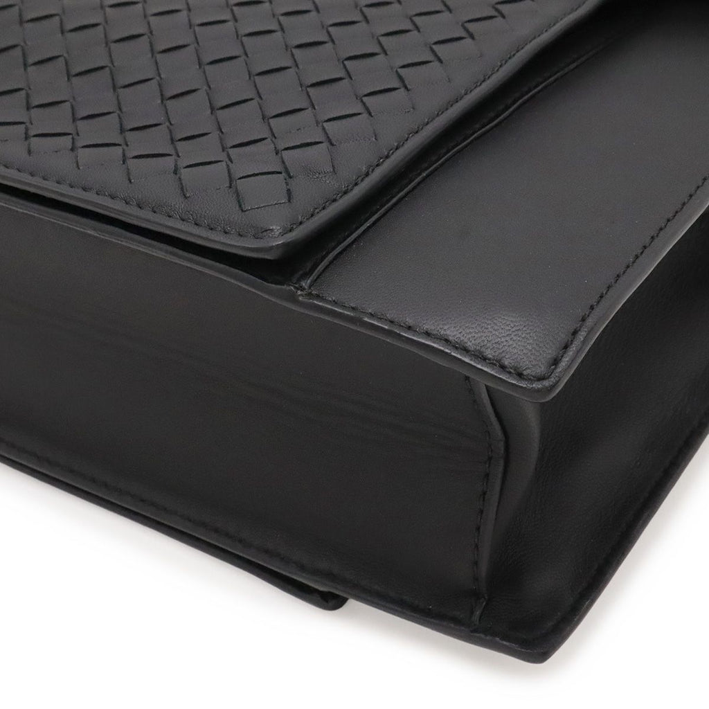 Bottega Veneta Intrecciato Business Briefcase Documents Purse Leather Black — view 3
