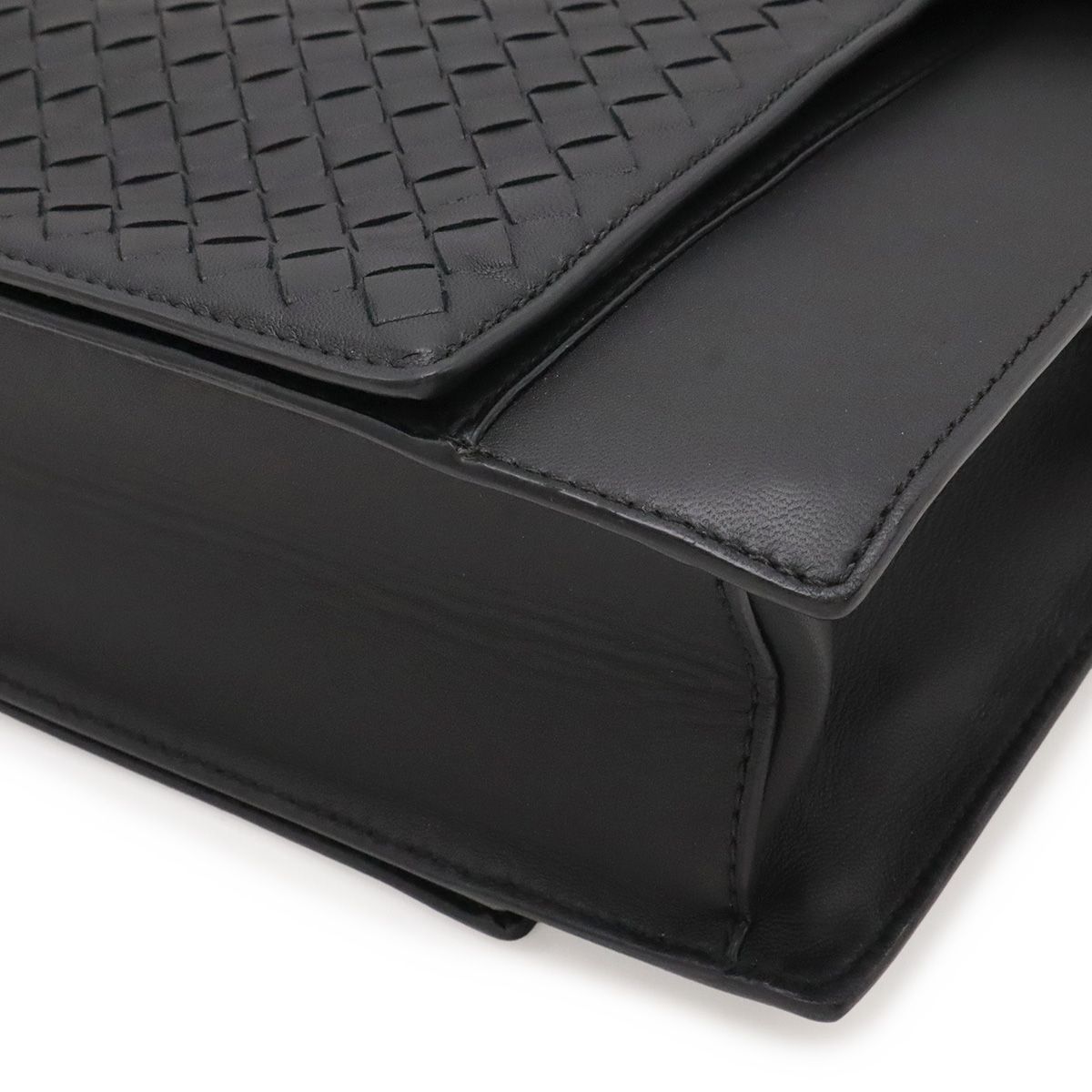 Bottega Veneta Intrecciato Business Briefcase Documents Purse Leather Black — view 3