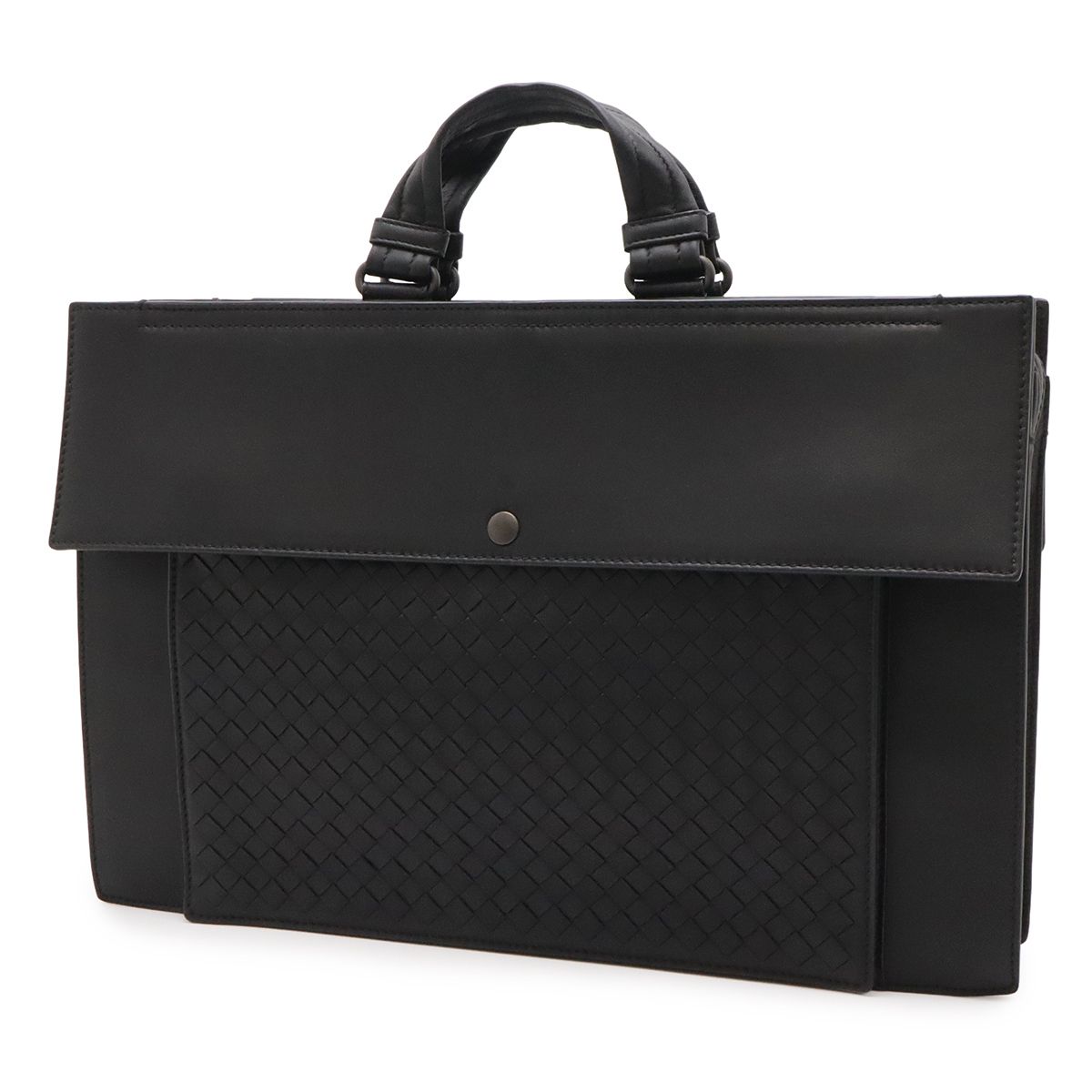 Bottega Veneta Intrecciato Business Briefcase Documents Purse Leather Black — view 2