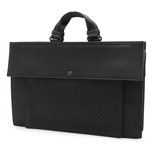 Bottega Veneta Intrecciato Business Briefcase Documents Purse Leather Black — view 2