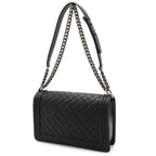Chanel Boy Quilted CC Logo Chain Shoulder Bag Lambskin Leather Black — view 2