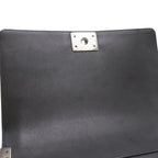 Chanel Boy Quilted CC Logo Chain Shoulder Bag Lambskin Leather Black — view 6