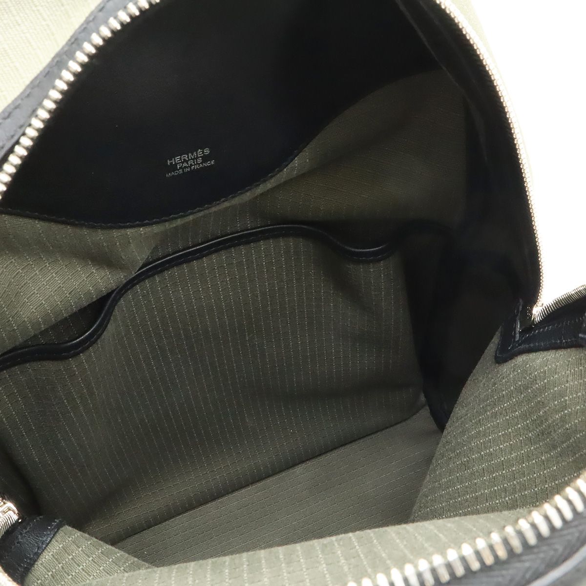 Hermes Sac a Dos All Backpack Veau Swift Toilet Bivack Black Khaki — view 7