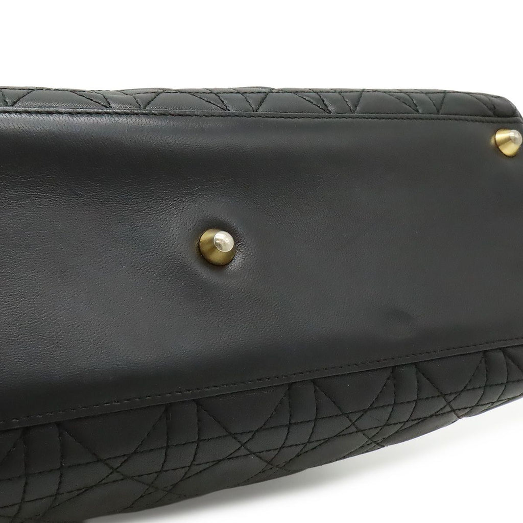 Dior Lady Large Cannage 2-Way Shoulder Bag Leather Black Gold — view 9