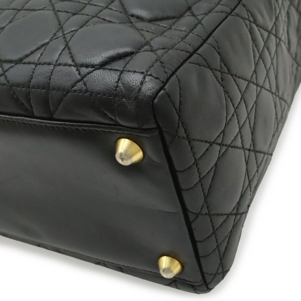 Dior Lady Large Cannage 2-Way Shoulder Bag Leather Black Gold — view 3