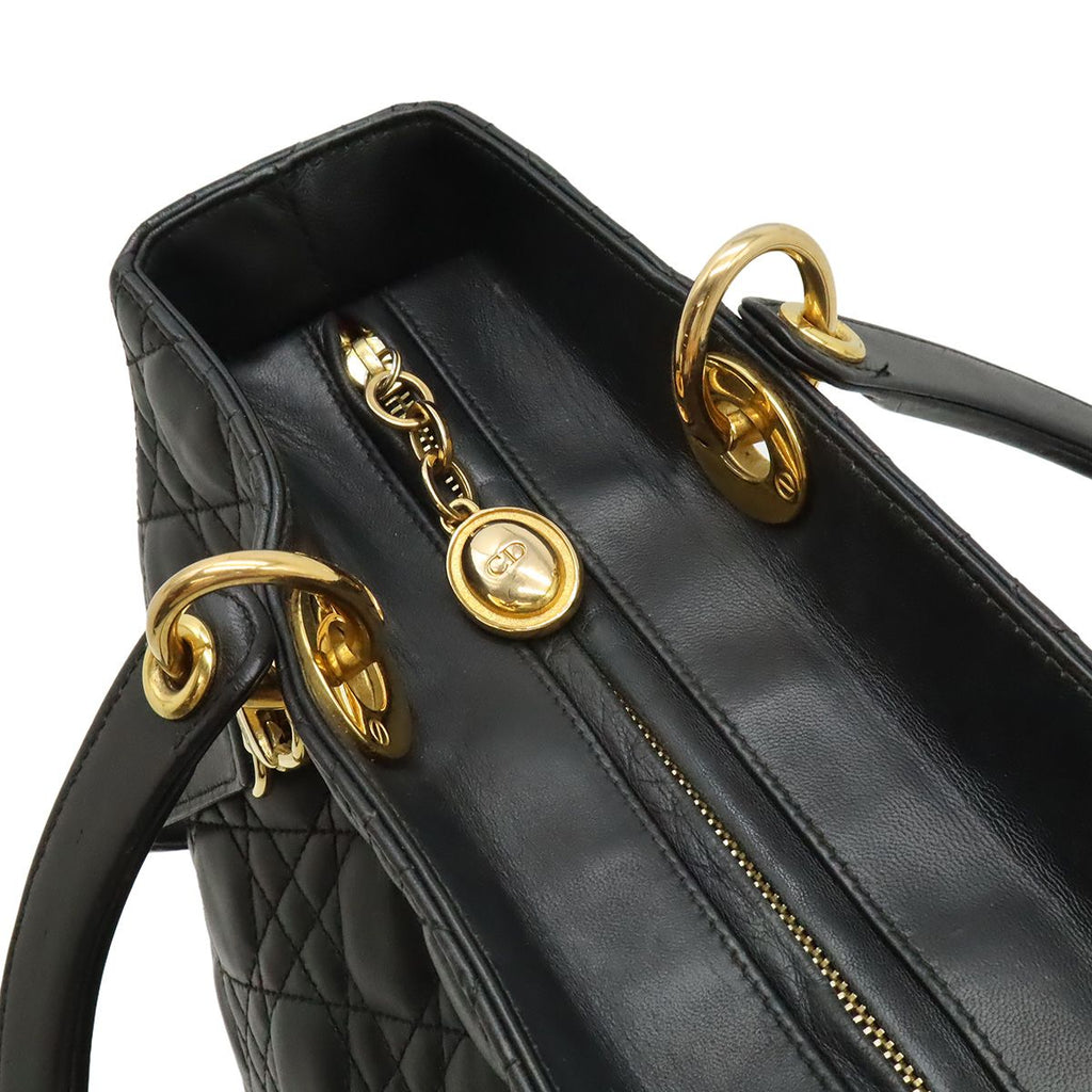 Dior Lady Large Cannage 2-Way Shoulder Bag Leather Black Gold — view 5