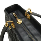 Dior Lady Large Cannage 2-Way Shoulder Bag Leather Black Gold — view 5