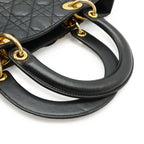 Dior Lady Large Cannage 2-Way Shoulder Bag Leather Black Gold — view 4