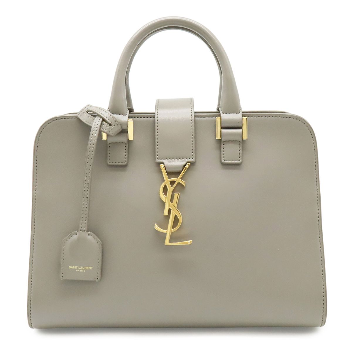 Saint Laurent Paris YSL Baby Cabas Mini Bag Leather Gray
