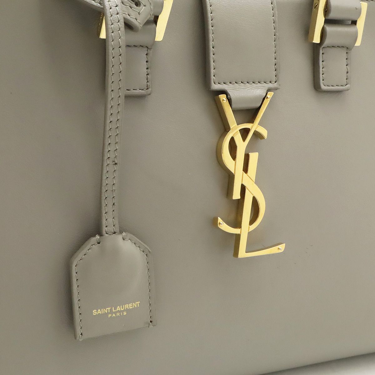 Saint Laurent Paris YSL Baby Cabas Mini Bag Leather Gray — view 7