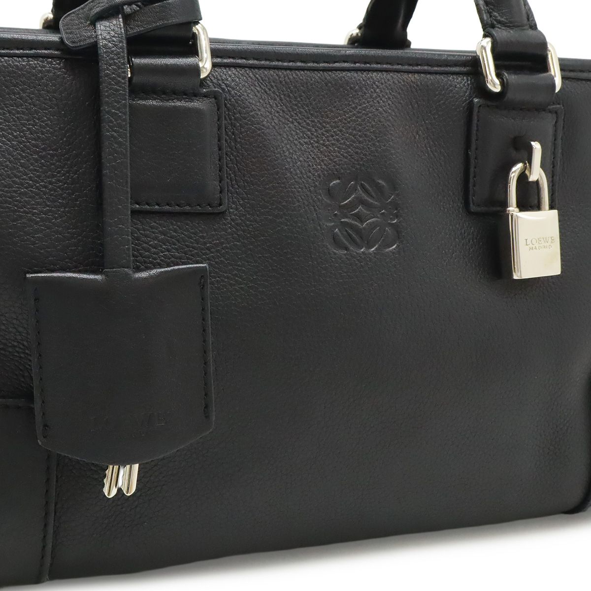 Loewe Amazona 28 Anagram Mini Boston Bag Leather Black Silver — view 9