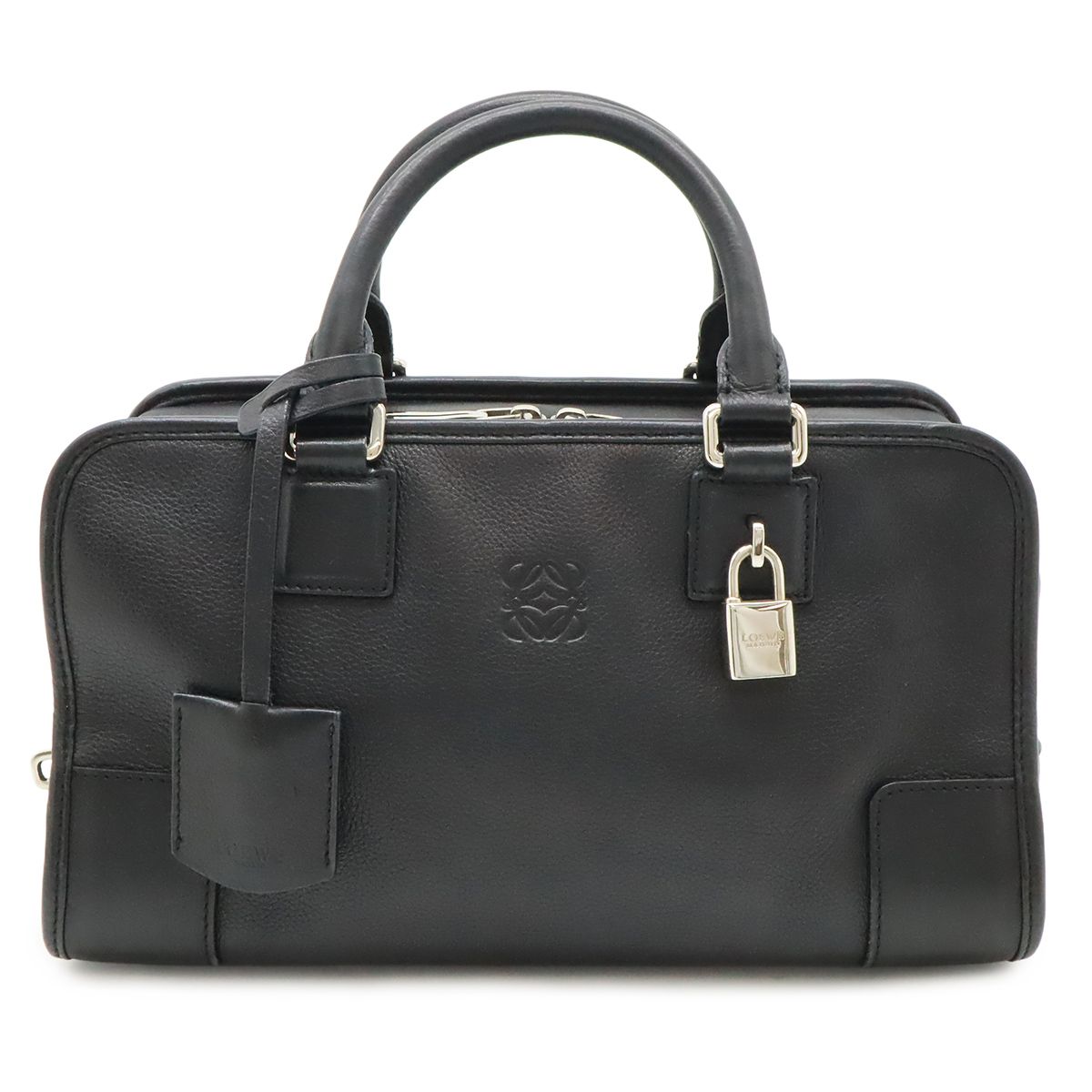 Loewe Amazona 28 Anagram Mini Boston Bag Leather Black Silver