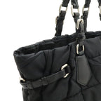 Prada Logo Tote Shoulder Bag Nylon Leather Nero Black Silver — view 7