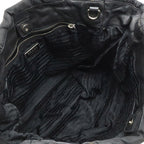 Prada Logo Tote Shoulder Bag Nylon Leather Nero Black Silver — view 5