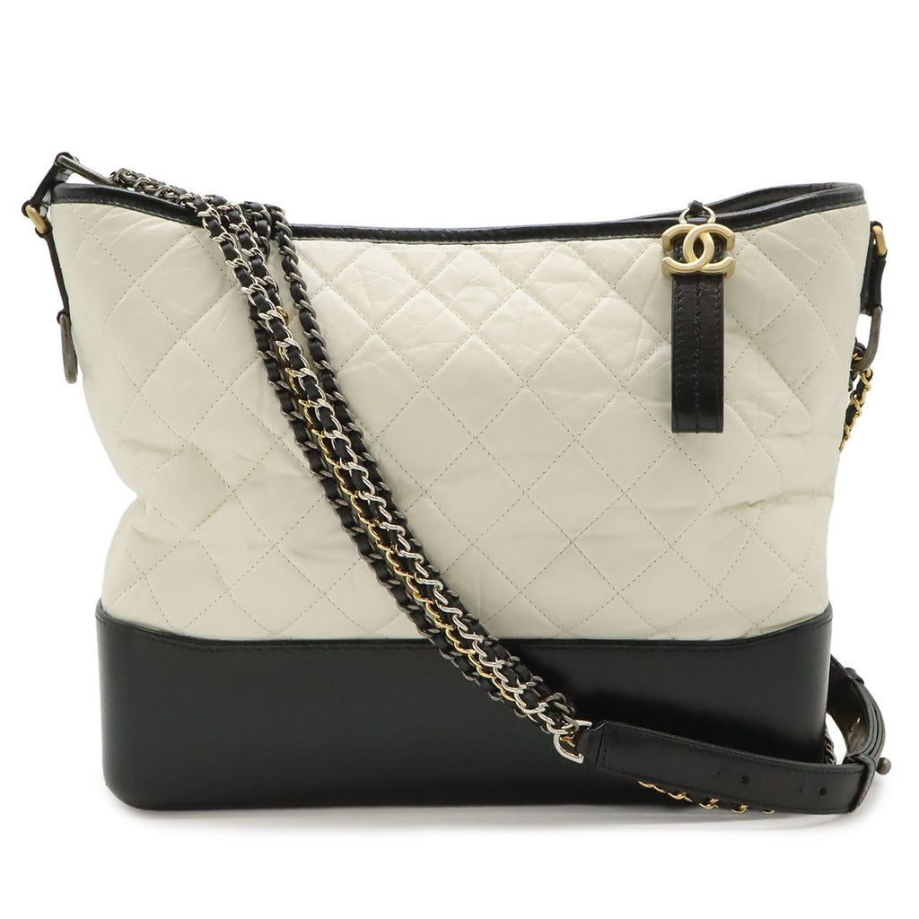 Chanel Gabriel de Large Hobo Chain Shoulder Bag Calfskin Bicolor White Black