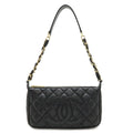 Chanel Quilted CC Logo Chain Shoulder Bag Caviar Leather Black Gold