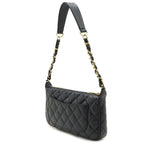 Chanel Quilted CC Logo Chain Shoulder Bag Caviar Leather Black Gold — view 2