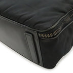 Prada Triangle Logo Business Briefcase Document Purse Nylon Nero Black Silver — view 3