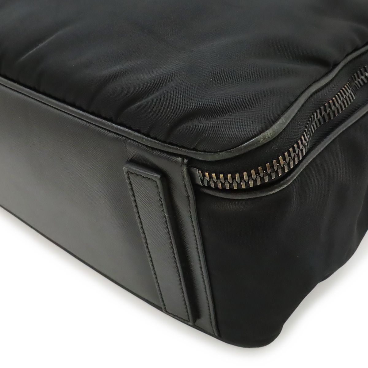Prada Triangle Logo Business Briefcase Document Purse Nylon Nero Black Silver — view 3