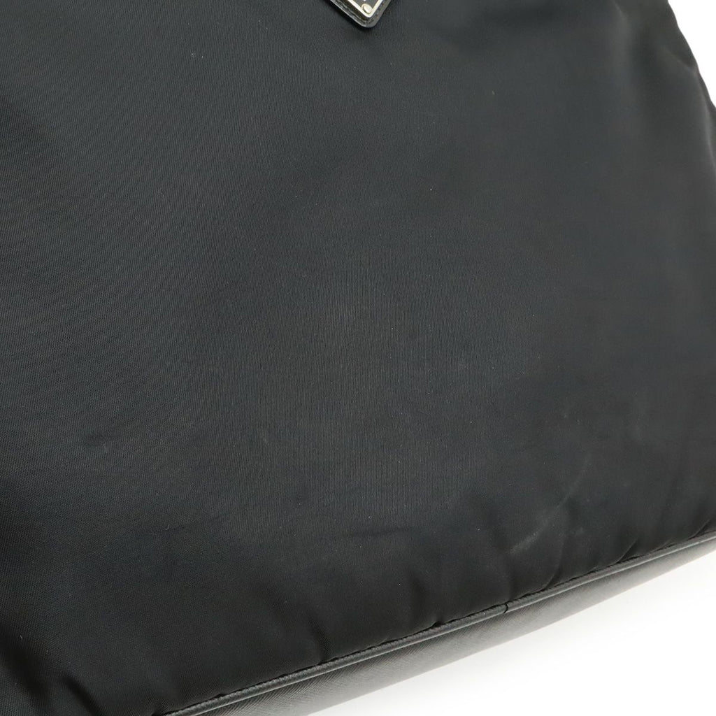 Prada Triangle Logo Business Briefcase Document Purse Nylon Nero Black Silver — view 9