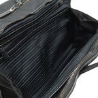 Prada Triangle Logo Business Briefcase Document Purse Nylon Nero Black Silver — view 6
