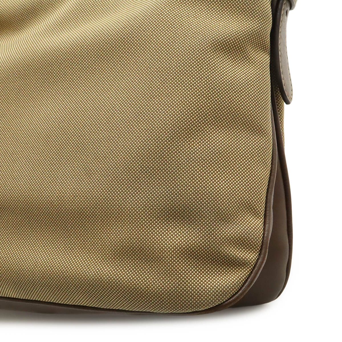 Prada Logo Jacquard Shoulder Bag Crossbody 2-Way Clutch Canvas Leather Khaki — view 8