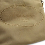 Prada Logo Jacquard Shoulder Bag Crossbody 2-Way Clutch Canvas Leather Khaki — view 9