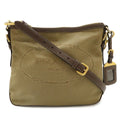 Prada Logo Jacquard Shoulder Bag Crossbody 2-Way Clutch Canvas Leather Khaki