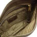 Prada Logo Jacquard Shoulder Bag Crossbody 2-Way Clutch Canvas Leather Khaki — view 7