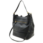 Loewe Midnight Bucket Shoulder Bag 2-Way Drawstring Leather Black Gold — view 2
