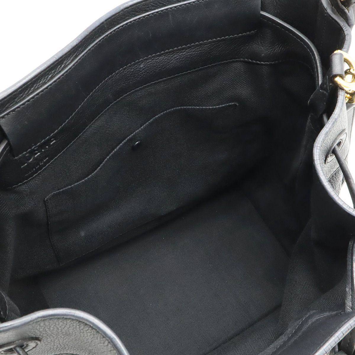 Loewe Midnight Bucket Shoulder Bag 2-Way Drawstring Leather Black Gold — view 7