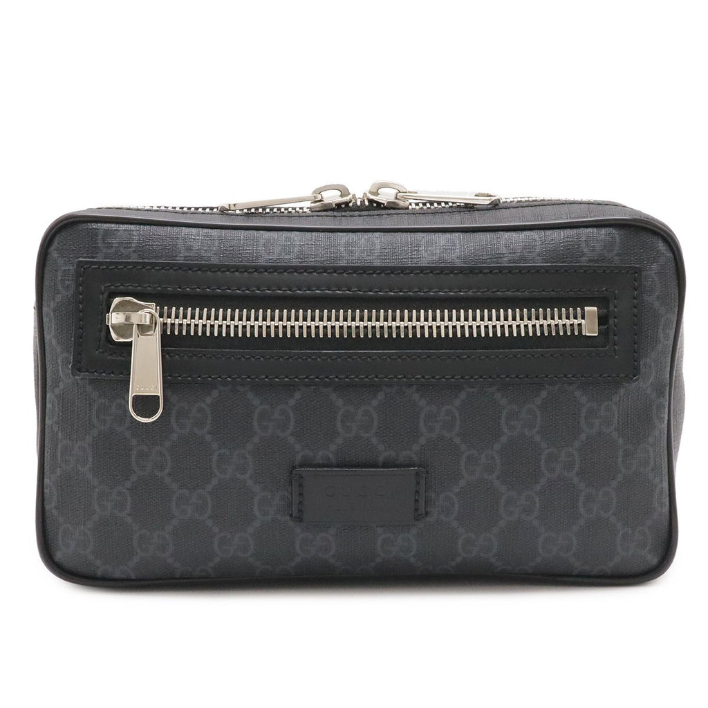 Gucci Courier Soft GG Supreme Web Line Waist Bag Applique Leather Black