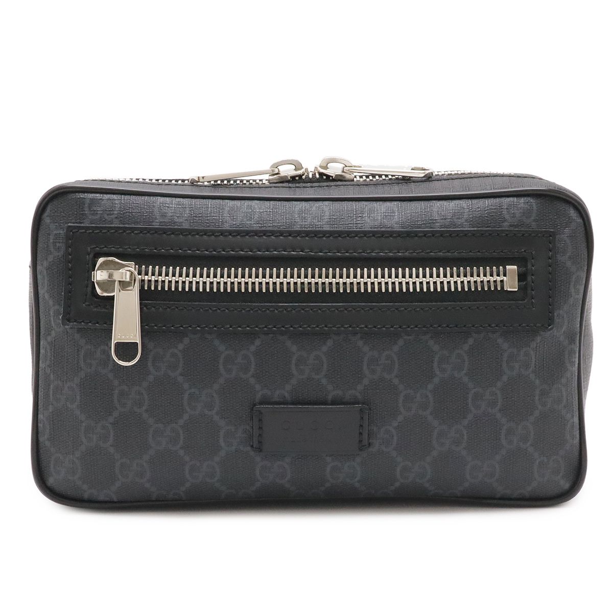 Gucci Courier Soft GG Supreme Web Line Waist Bag Applique Leather Black