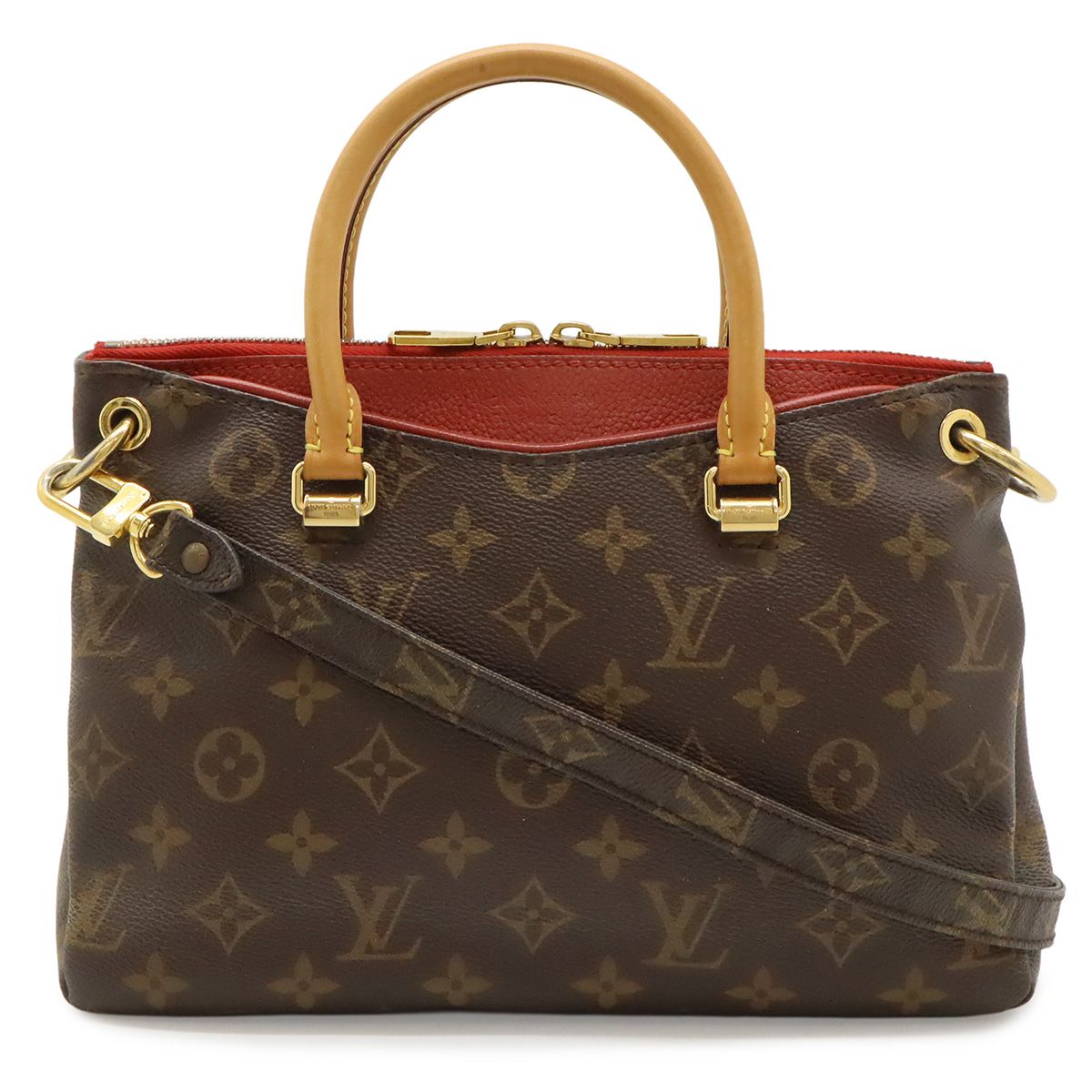 Louis Vuitton Monogram Pallas BB 2-Way Shoulder Bag Crossbody Leather Cerise