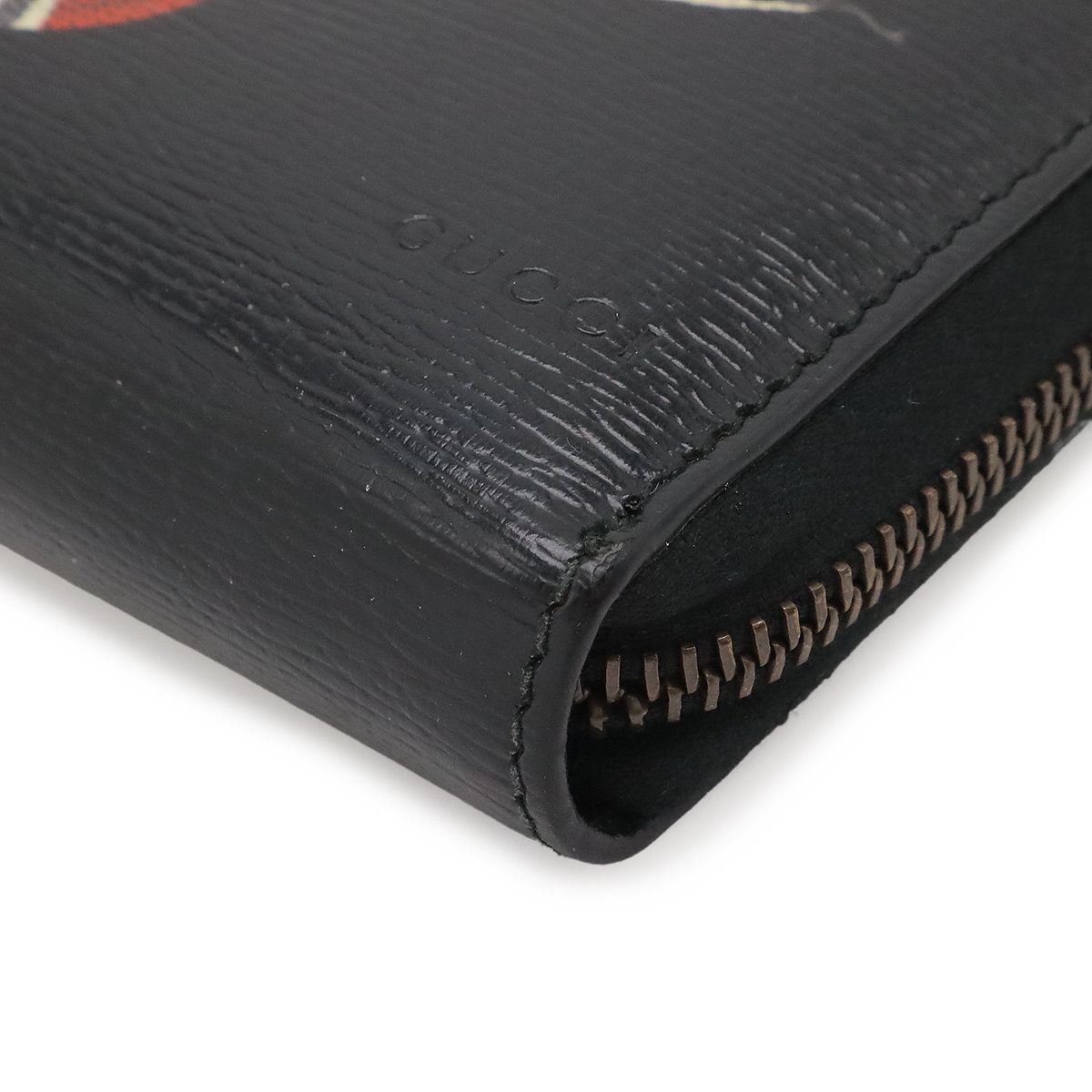 Gucci Zip Around Wallet Snake Coating Leather Black — view 3