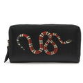 Gucci Zip Around Wallet Snake Coating Leather Black