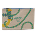 Hermes Kanoe Yachting GM Flat Pouch Makeup Cosmetic Case Clutch Cotton Vitamin