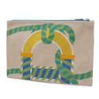 Hermes Kanoe Yachting GM Flat Pouch Makeup Cosmetic Case Clutch Cotton Vitamin — view 2