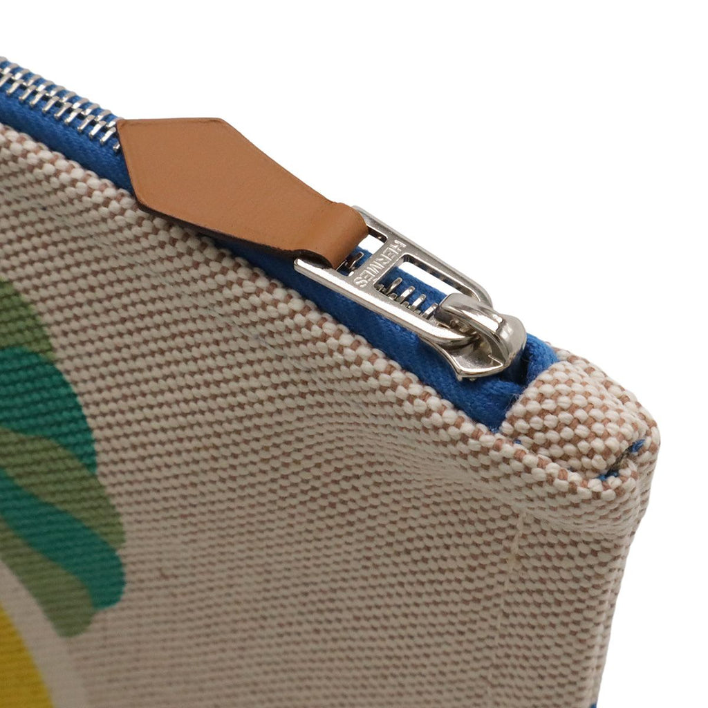 Hermes Kanoe Yachting GM Flat Pouch Makeup Cosmetic Case Clutch Cotton Vitamin — view 4