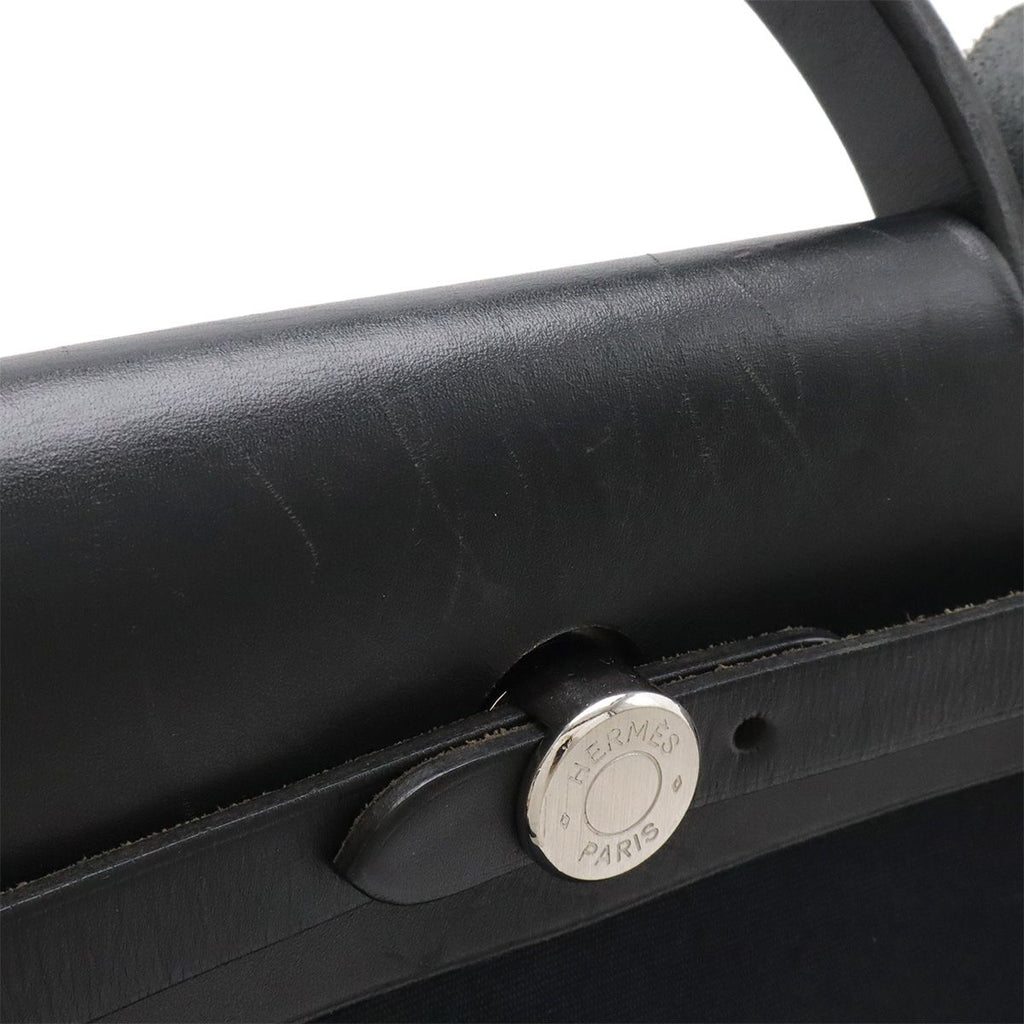 Hermes Herbag a Dos PM Backpack 2-Way Handbag Toile Officier Leather Black — view 5