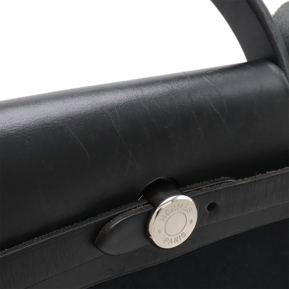 Hermes Herbag a Dos PM Backpack 2-Way Handbag Toile Officier Leather Black — view 5