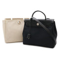 Hermes Herbag a Dos PM Backpack 2-Way Handbag Toile Officier Leather Black