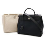 Hermes Herbag a Dos PM Backpack 2-Way Handbag Toile Officier Leather Black