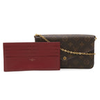 Louis Vuitton Monogram Pochette Felicie Shoulder Bag 2-Way Clutch Fuchsia Coin