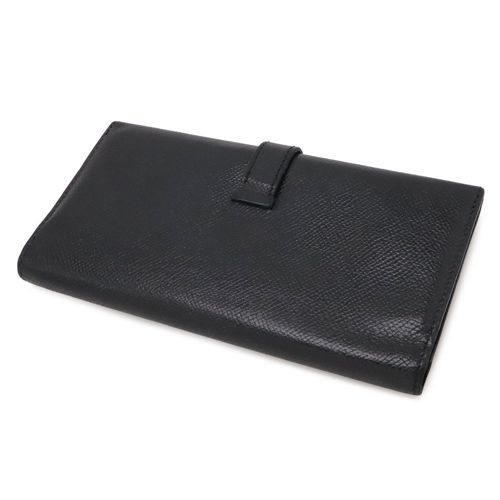 Hermes Bearn Dupri Trifold Wallet Courchevel Leather Black Silver — view 2