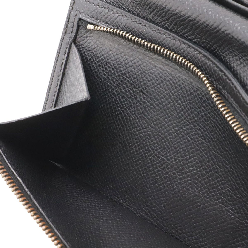 Hermes Bearn Dupri Trifold Wallet Courchevel Leather Black Silver — view 9