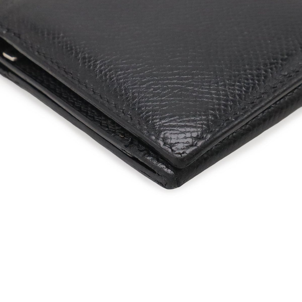 Hermes Bearn Dupri Trifold Wallet Courchevel Leather Black Silver — view 3