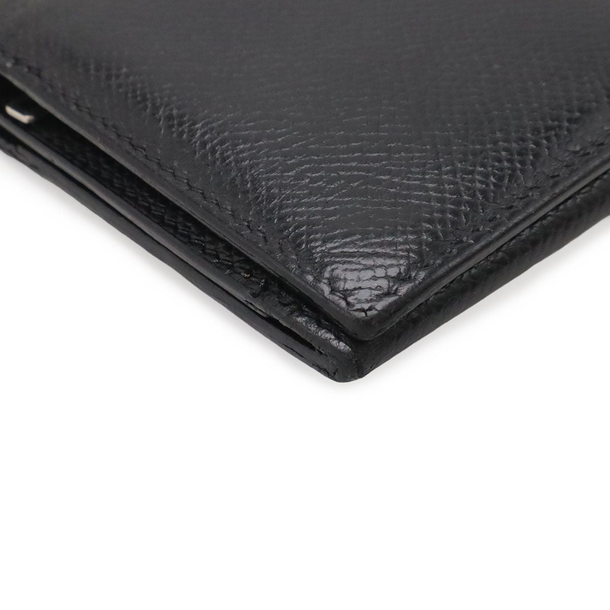 Hermes Bearn Dupri Trifold Wallet Courchevel Leather Black Silver — view 3